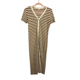 Wishlist Brown and Tan Striped Knit Faux Button Up Dress- Size L