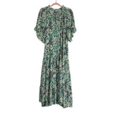 GiGio Green Cream Purple Floral Front Tie Dress- Size M