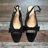 J Crew Black Mesh Bow Low Heel Sandals- Size 7