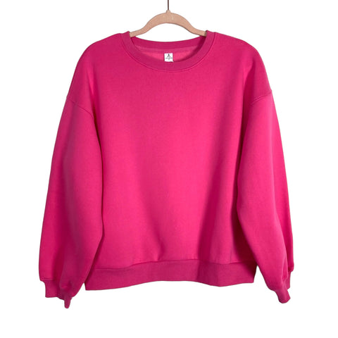 Anrabess Hot Pink Oversized Fleece Lined Sweatshirt NWT- Size S