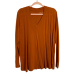 Ava & Viv Rust Long Sleeve V-Neck Top- Size 1X