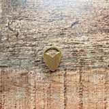 Gold Rhinestone Large Heart Adjustable Ring- Size 6