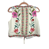 Pink Lily Cream/Floral Print Front Tie Vest - Size S