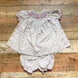 Ruth and Ralph Flowers and Birds Print Smocked Top and Matching Shorts/Bloomers- Size 3T (see notes)
