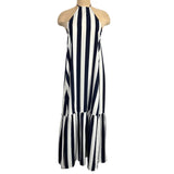 Olivaceous White/Navy Striped Halter Dress - Size S