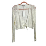 Grace Karin White Crochet Tie Front Cropped Cardigan NWT- Size S