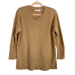 Anrabess Tan Fuzzy Side Slit Sweater- Size S (see notes)