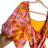 Shop Neighbor Orange and Purple Floral Criss Cross Belted Dress- Size M