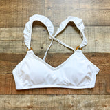 Xhilaration White Ruffle Strap Back Tie Padded Bikini Top- Size M