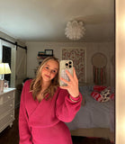Line And Dot Magenta Sweater Dress - Size XS