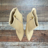 Schutz Mikki Cream Leather Side Zipper Stiletto Heel Booties- Size 8.5 (see notes)