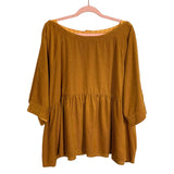 Maeve by Anthropologie Mustard Corduroy Button Back Top- Size XL