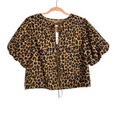 Abercrombie & Fitch Animal Print Puff Sleeve Front Tie Top NWT - Size S