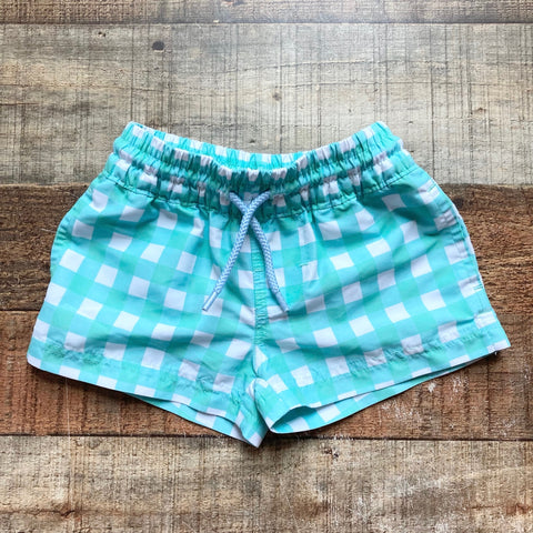 The Beaufort Bonnet Company Green/White Checked Swim Trunks- Size 6-12M