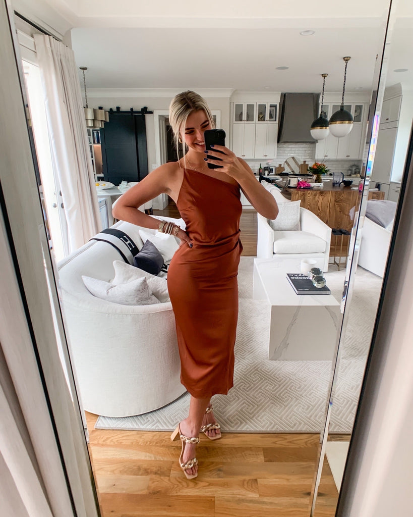 knee length dresses for ladies Rosalind Midi Dress in Rust main image 1