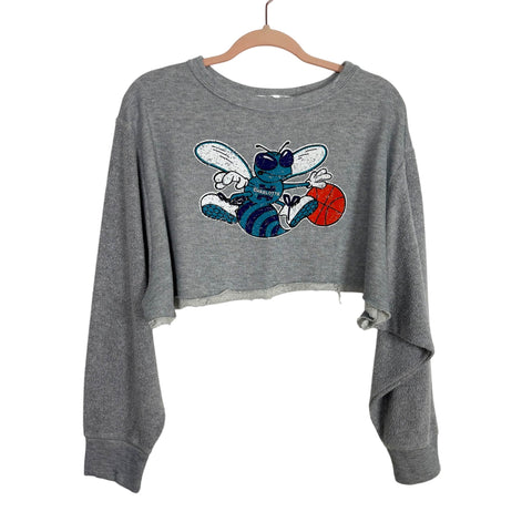 Flying Colors Grey Hornets Cut Crop Top - Size L
