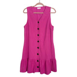 Pink Lily Pink Ribbed Button Front Tank Dress- Size XL