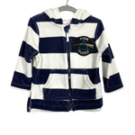Cat & Jack Navy and White Striped Pink Floyd Terry Hooded Jacket- Size 18M