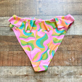 Show Me Your Mumu Barbie Pinks and Greens Ruffle Bikini Bottoms- Size S (sold out online, we have matching top)
