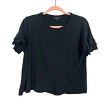 William B Black Ruffle Sleeve Top- Size S (see notes)