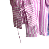 Petal + Pup Striped Blue and Pink Romper- Size XL