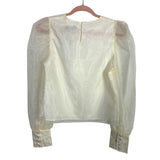 On Twelfth Cream Puff Sheer Sleeve Top NWT- Size S