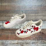 Nike Air Force 1 Leather Embroidered Floral Sneakers- Size 6 (see notes)
