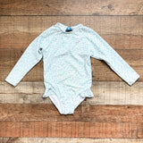 Minnow Green/Pink/Yellow Floral Print with Back Ribbon Tie and Cut Out Long Sleeve One Piece- Size 3/4T (see notes)