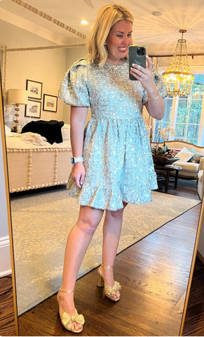 English Factory Silver Sequin Dress- Size M
