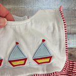 Stitchy Fish Red/White Striped Embroidered Sailboats Bubble- Size 18M (see notes)