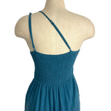 No Brand Blue Linen One Shoulder with Double Straps Jumpsuit- Size S