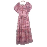 Ivy City Co. Pink Floral Ruffle Tulle Dress- Size 12