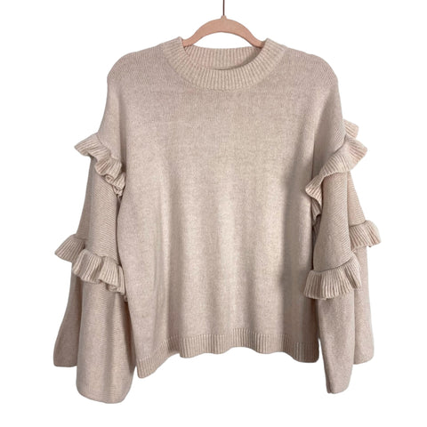 Mudpie Blush Ruffle Sleeve Sweater- Size M