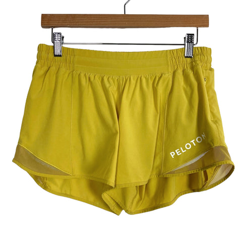 Lululemon Chartreuse with Side Mesh Peloton Running Shorts- Size 10 Tall