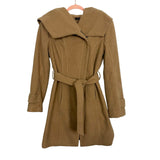 THEME Tan Wool Blend Belted Coat- Size S (see notes)