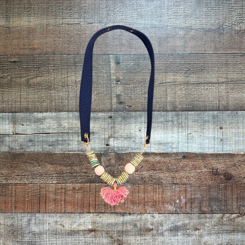 Hearne Dry Goods Co Navy Blue/Multicolor Bead Necklace