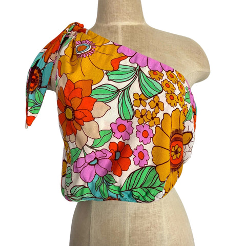 Show Me Your Mumu Floral Print One Shoulder Top - Size S