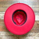 No Brand Red with Printed Belt Adjustable Wide Brim Hat