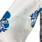 Pink City Prints White/Blue Floral Print with Tie Neckline Quilted Dress- Size M (see notes)