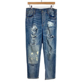 American Eagle Vintage High Rise Distressed Patch Embroidered Jeans- Size 12 (see notes, Inseam 26")