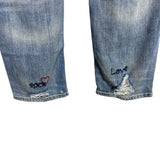American Eagle Vintage High Rise Distressed Patch Embroidered Jeans- Size 12 (see notes, Inseam 26")