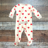 Carter's White with Red Hearts Zip Up Footie Outfit- Size 6M