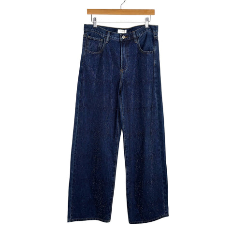 MESHKI Midnight Blue Laina Mid Rise Diamante Denim Jeans NWT - Size 8 (Inseam 31")