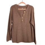 No Brand Mocha Textured Knit Button Front Tunic Sweater- Size S