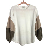 Story White/Tan/Taupe Color Block Chenille Sweater- Size S (see notes)