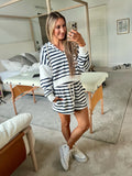 Aerie White/Navy Stripes Zip Crop Hooded Sweatshirt- Size M (sold out online, we have matching shorts)