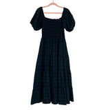 Maxwell and Geraldine Green/Navy Plaid with Smocked Bodice Tiered Dress- Size XL