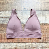Inibud Purple Ribbed Plunge Padded Sports Bra- Size S