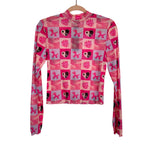 Wknd Chasers Pink Checker Mesh Top NWT - Size Medium