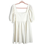 Scoop Ivory Puff Sleeves Babydoll Dress- Size S (see notes, sold out online)
